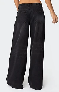 Edikted Pleated Detail Low Rise Jeans