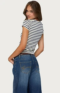 Edikted Bonita Striped Button Up Top