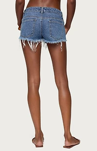 Edikted Frayed Vintage Washed Denim Shorts