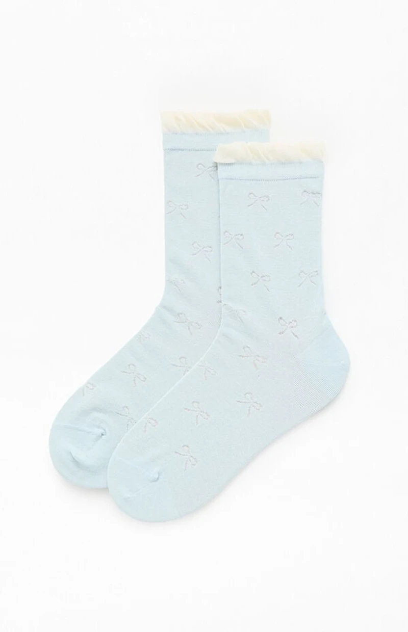 Pacsun Blue Bow Ruffle Crew Socks