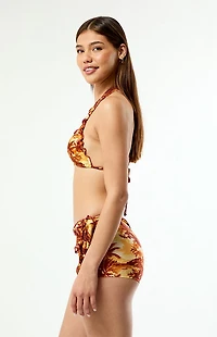 Kulani Kinis Tropical Lettuce-Edge Halter Bikini Top