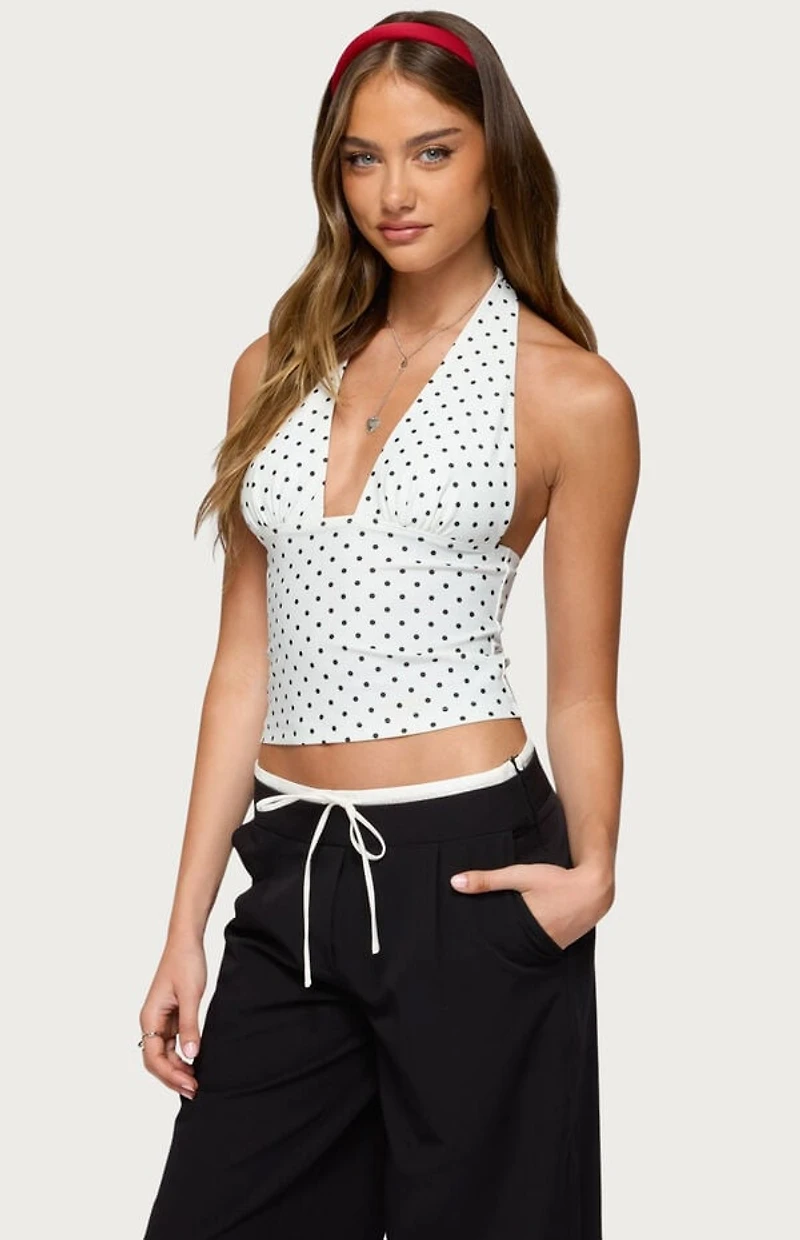 Edikted Blaire Polka Dot Halter Top