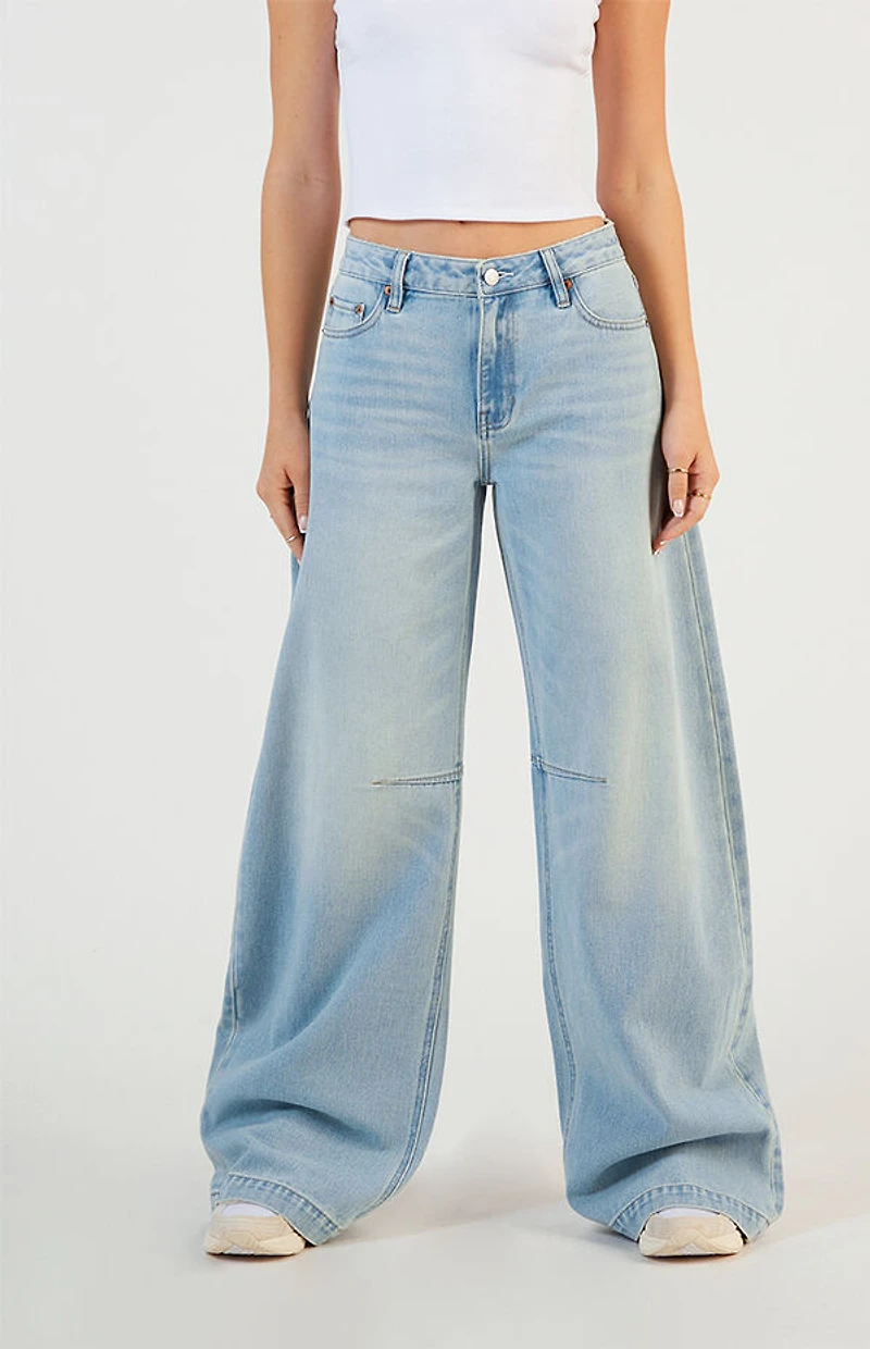 Pacsun Remi Baggy Barrel Jeans Dart Light Indigo