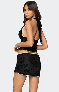 Edikted Klea Velvet Embroidery Halter Top