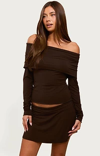 Edikted Habiba Foldover Off Shoulder Top