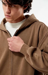 Pacsun Washed Brown Full Zip Hoodie