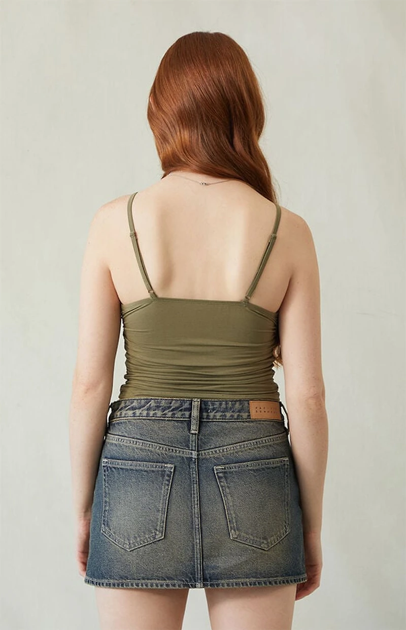 Pacsun Bella Dark Indigo Mid Rise Denim Mini Skirt