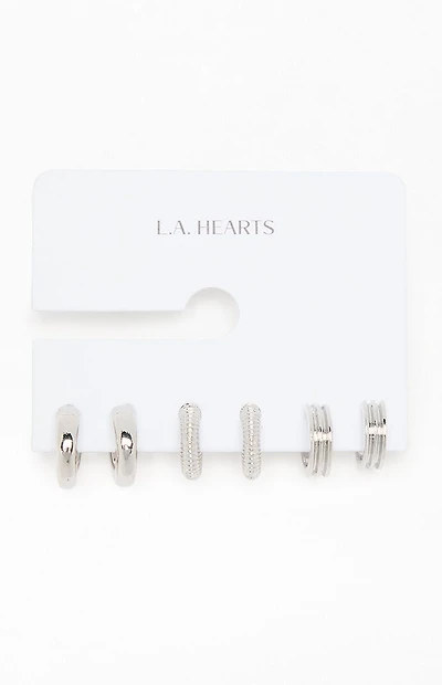 LA Hearts 3 Pack Serafina Hoop Earrings