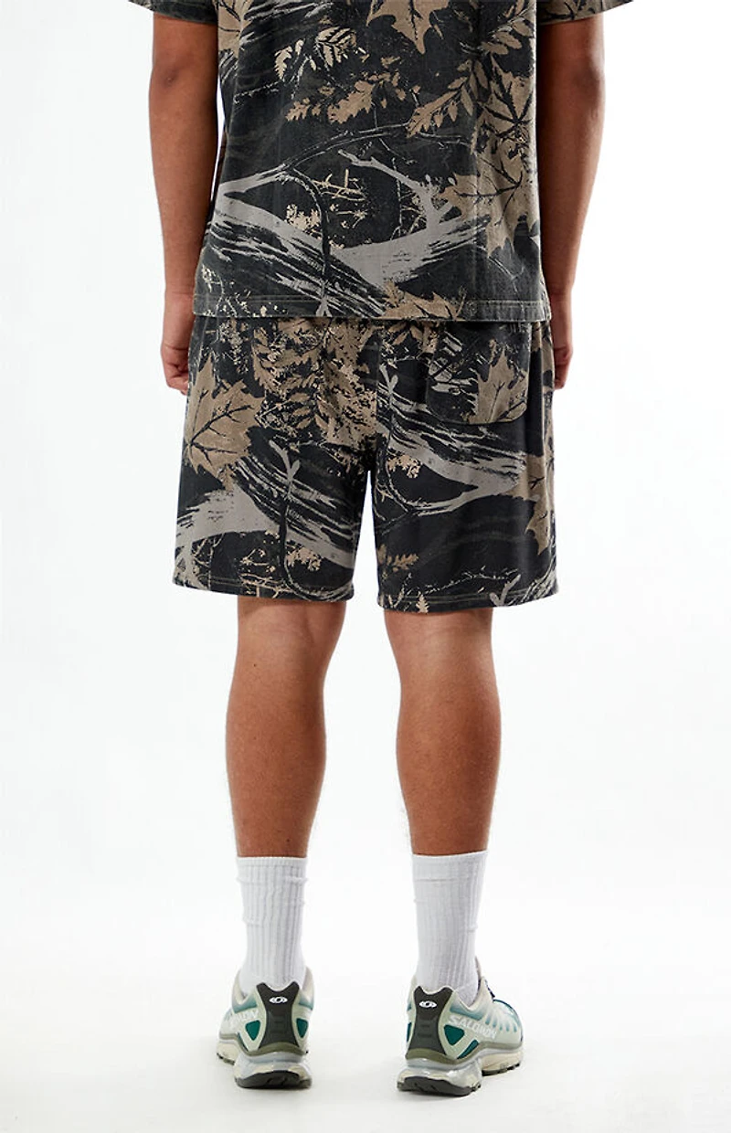 Pacsun Brown Camo Fleece Volley Sweat Shorts