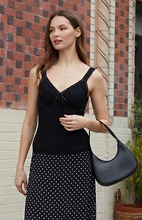 John Galt Black Amara Lace Tank Top