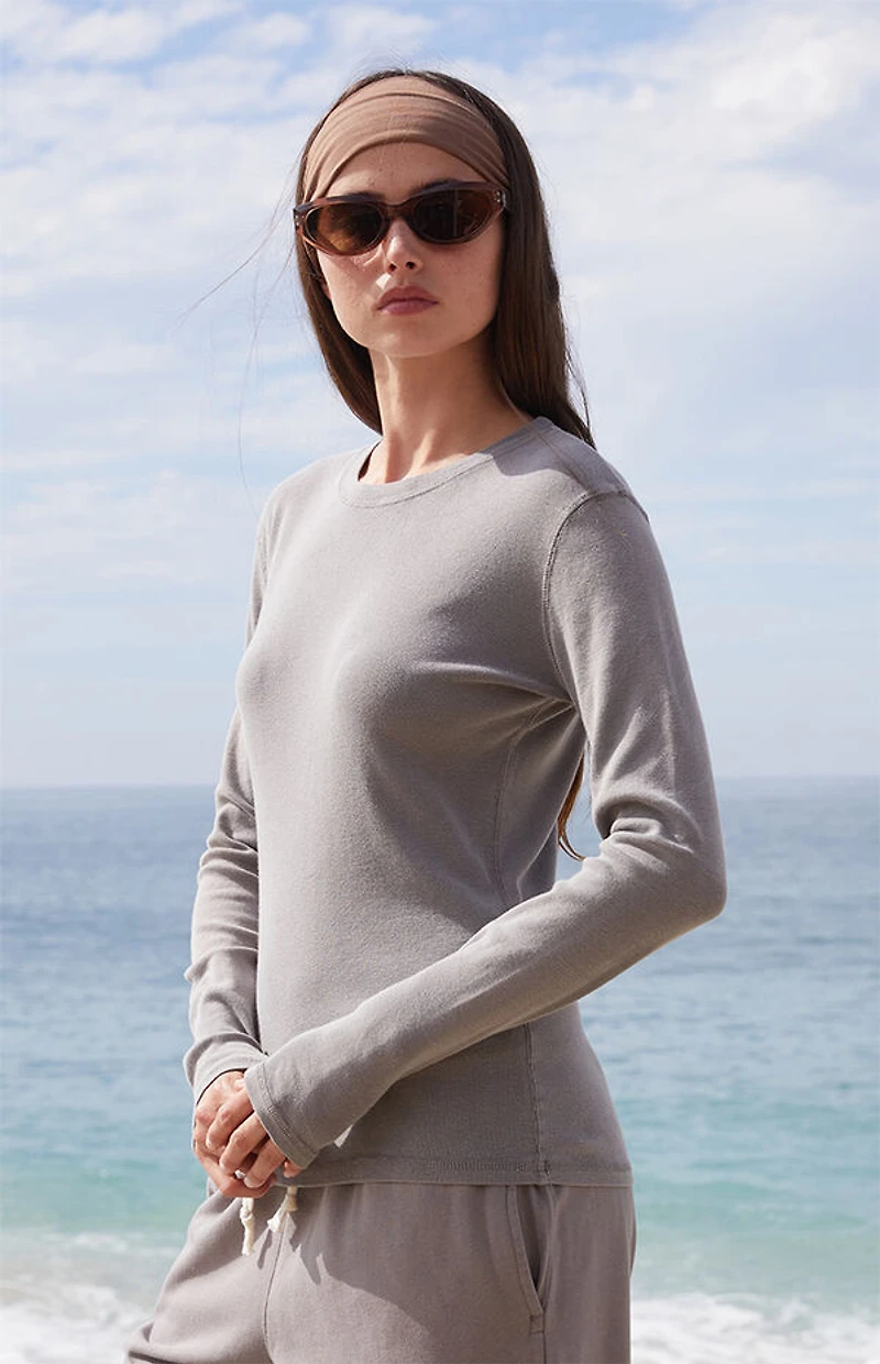 John Galt Gray Ainsley Long Sleeve Top