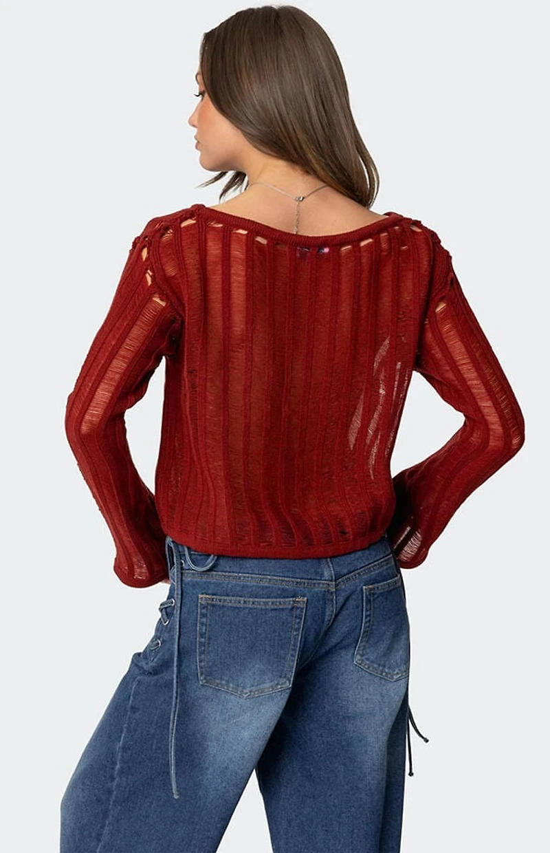 Edikted Sagir Sheer Ladder Knit Top