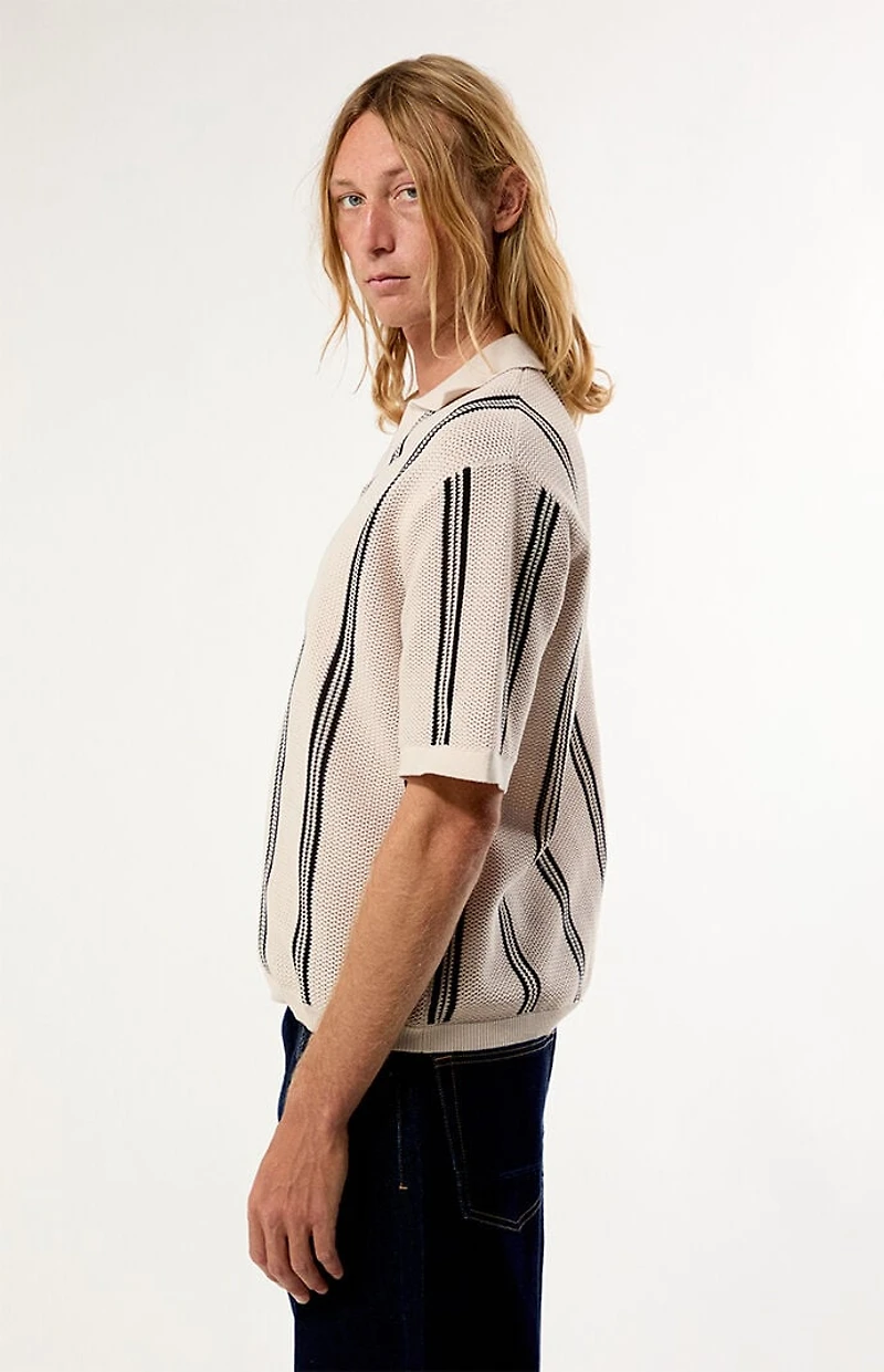 Pacsun White Striped Polo Shirt