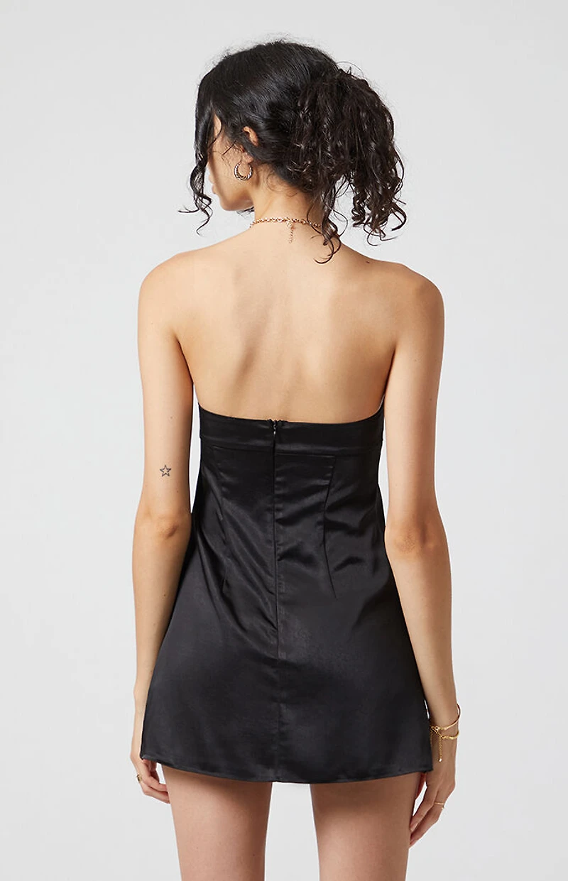 Beverly and Beck Satin Strapless Mini Dress