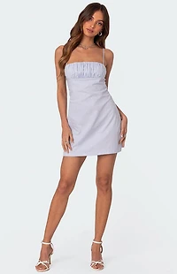 Edikted Henrietta Ruched Linen Look Mini Dress