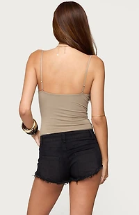 Edikted Harlow Gathered V Neck Bodysuit