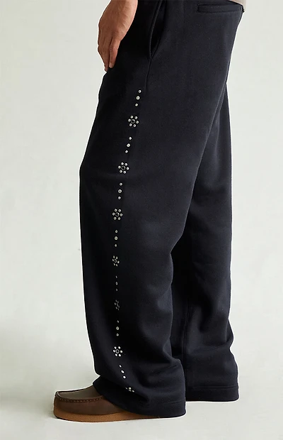Pacsun Black Studded Fleece Extreme Baggy Sweatpants
