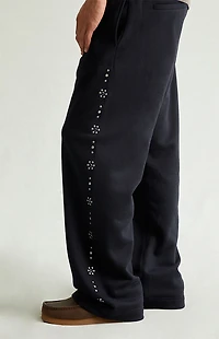 Pacsun Black Studded Fleece Extreme Baggy Sweatpants