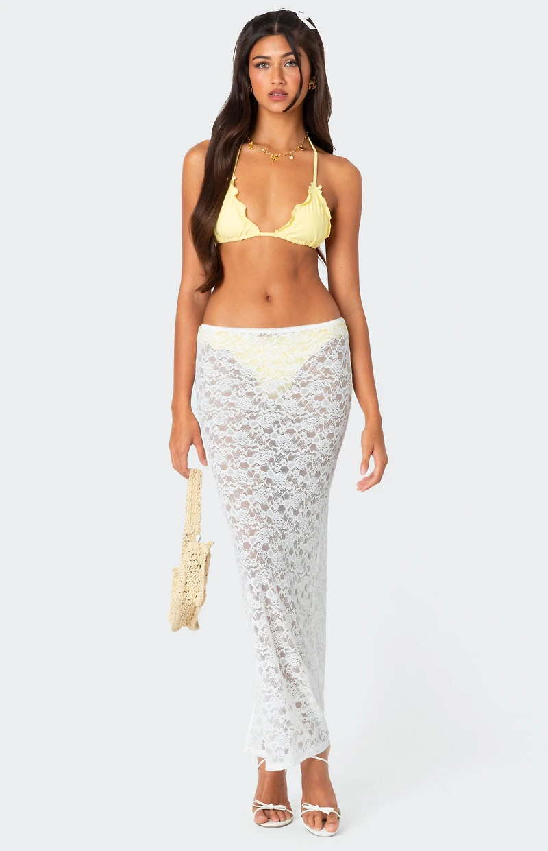 Edikted Oceana Sheer Lace Maxi Skirt