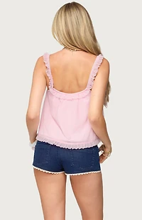 Edikted Ruffle Mesh Babydoll Tank Top
