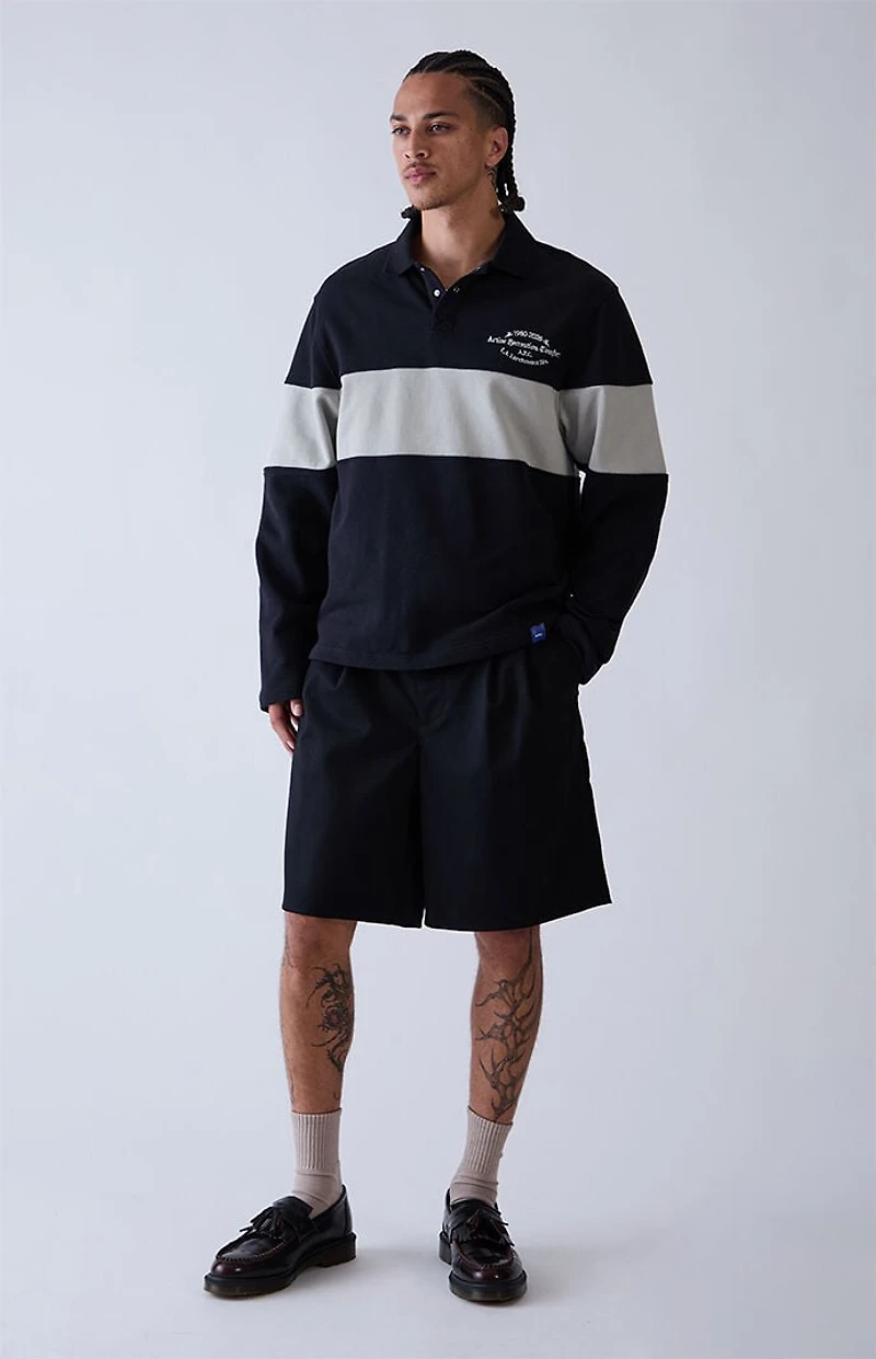A.R.C. Black Rugby Long Sleeve Polo Shirt