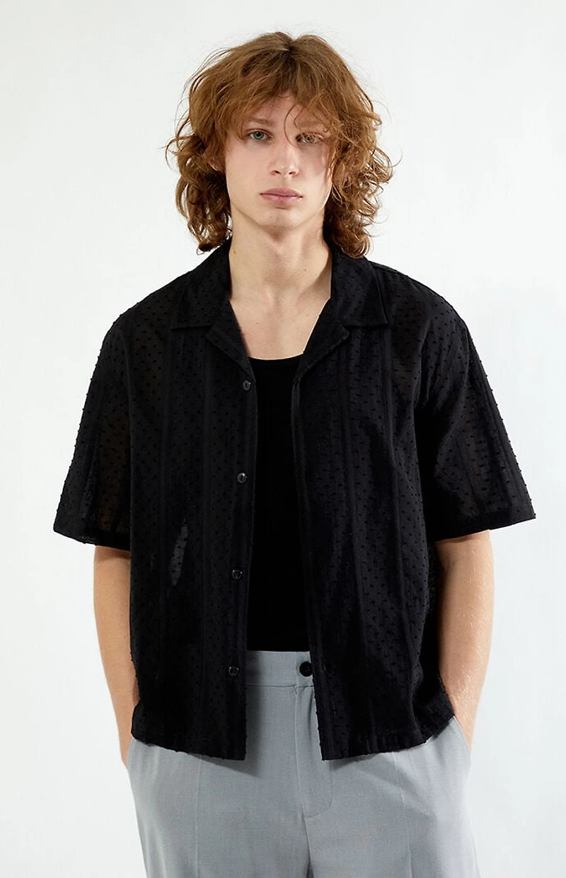 Pacsun Black Pointelle Oversized Camp Shirt