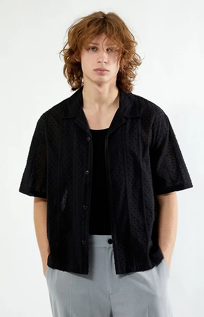 Pacsun Black Pointelle Oversized Camp Shirt