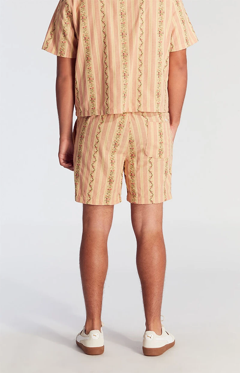 Pacsun Coral Striped Floral Volley Shorts