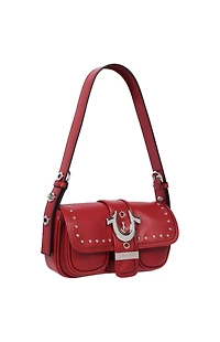 True Religion Red Smooth Moto Studded Shoulder Bag
