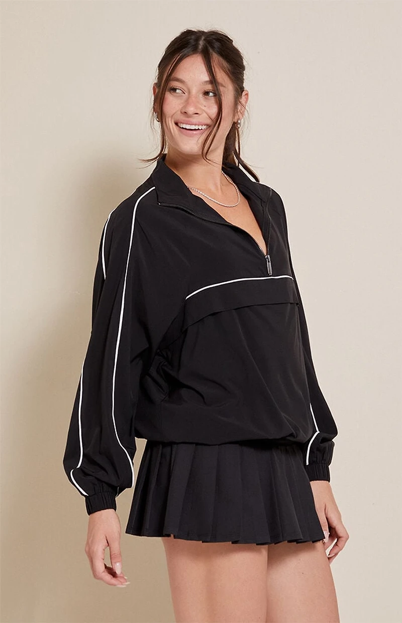 PAC 1980 Active Black Half Zip Windbreaker Track Jacket