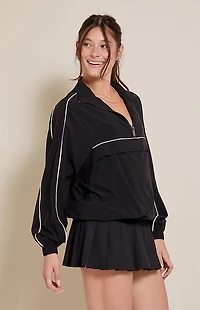 PAC 1980 Active Black Half Zip Windbreaker Track Jacket