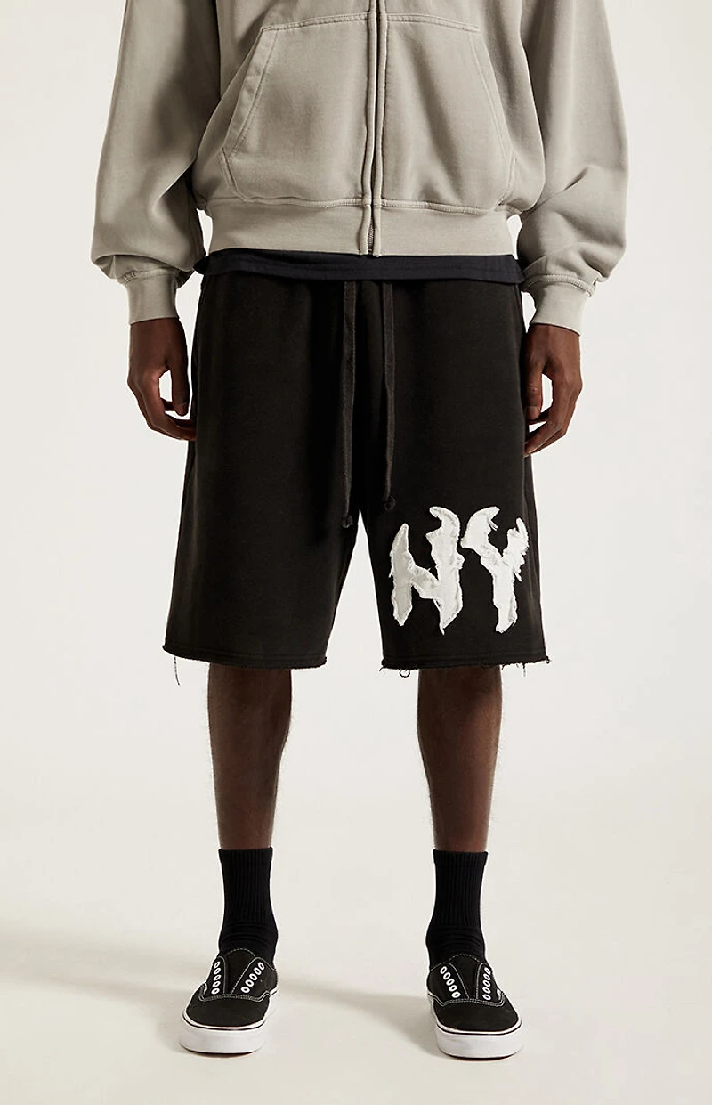 UNKNOWN NY Raw Applique Baggy Sweat Shorts