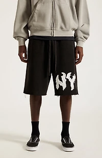 UNKNOWN NY Raw Applique Baggy Sweat Shorts