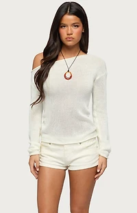 Edikted Violete Off Shoulder Sheer Sweater