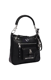 True Religion Black Moto Zip Hobo Bag