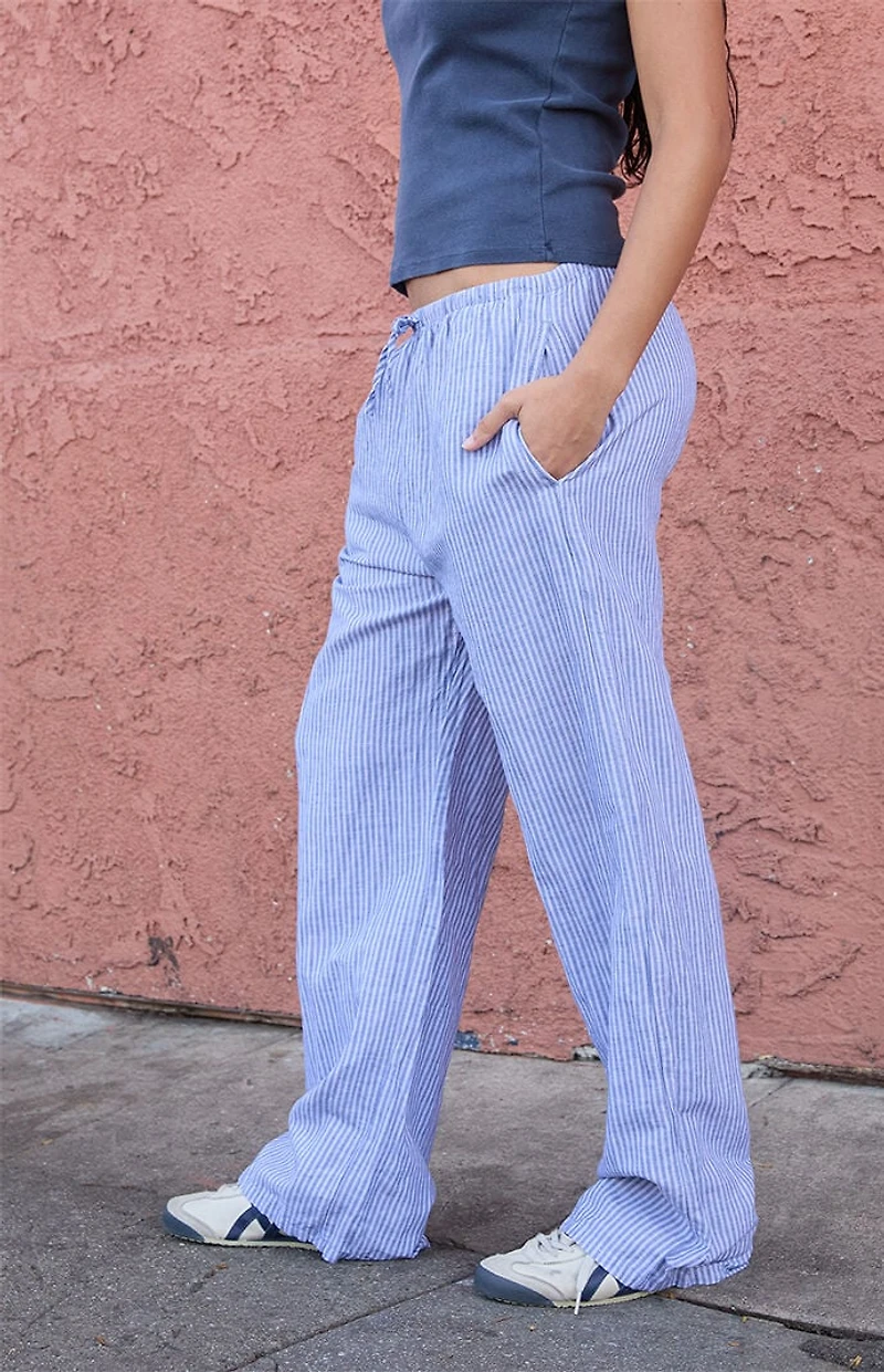 John Galt Navy & White Striped Anastasia Linen Pants