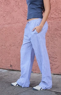 John Galt Navy & White Striped Anastasia Linen Pants