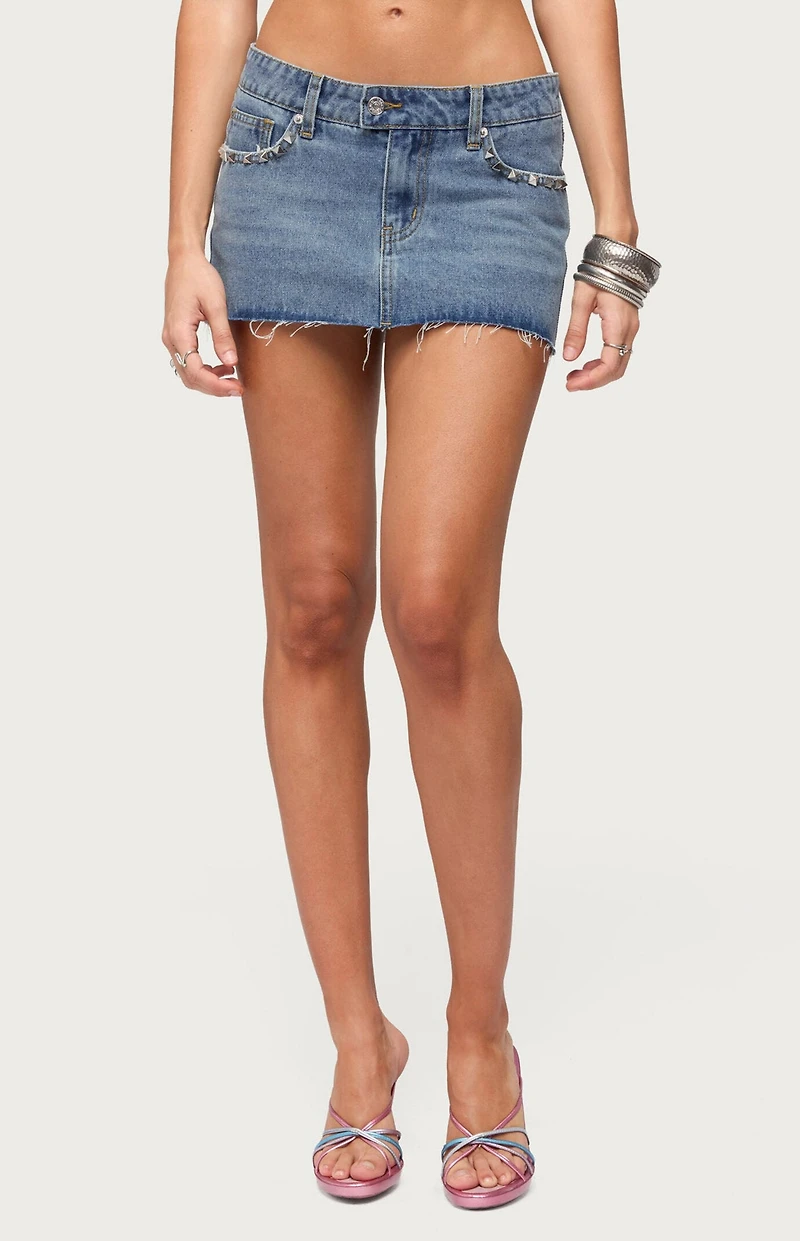 Edikted Avielle Studded Denim Micro Skort