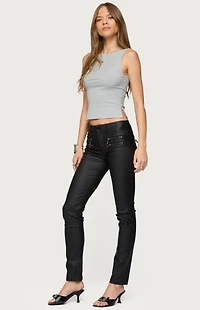 Edikted Kaede Faux Leather Skinny Jeans