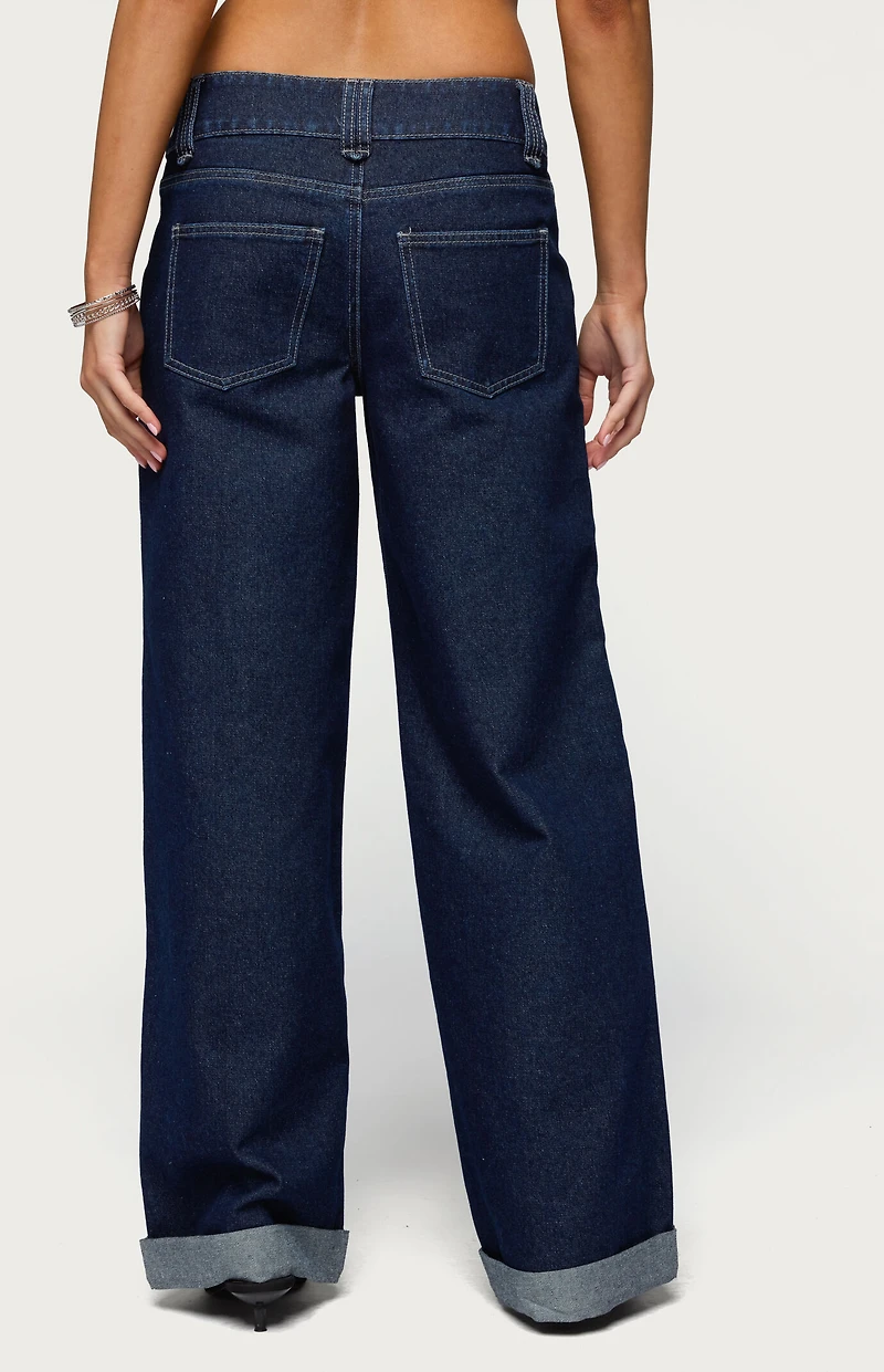 Edikted Cuffed Low Rise Straight Leg Jeans