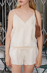 John Galt Sand Mary Lou Linen Sweat Shorts