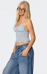 Edikted Berkley Sheer Mesh Lacey Top