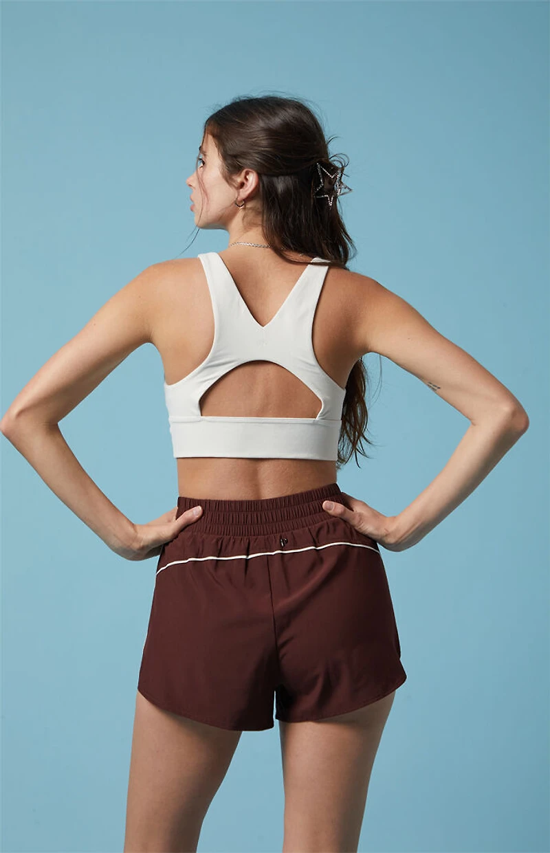 PAC 1980 Active Brown Piping Dolphin Hem Track Shorts