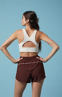 PAC 1980 Active Brown Piping Dolphin Hem Track Shorts