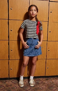 Pacsun Kids Black Striped Ribbed Skimmer T-Shirt