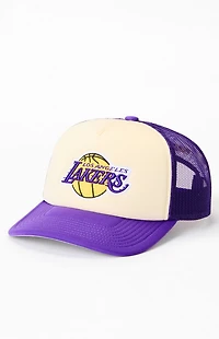 Mitchell & Ness LA Lakers Vintage Block Trucker Hat