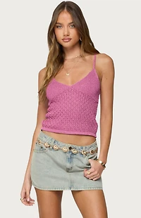 Edikted Frankey Sparkly Textured Knit Tank Top