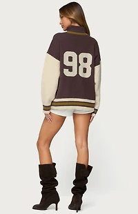 Edikted 98 Varsity Zip Up Sweater