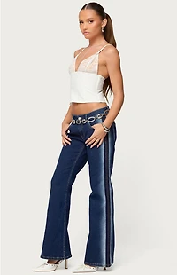 Edikted Keesha Lacey Boned V Neck Top