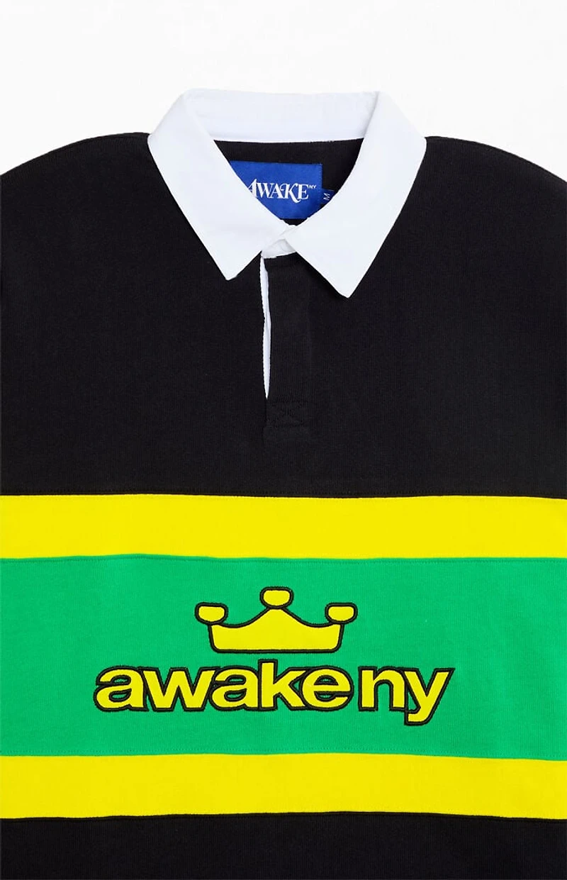 Awake NY Black Long Sleeve Rugby Shirt